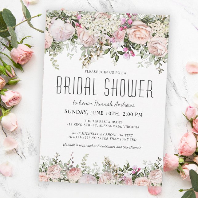 Summer Rose Garden Floral Bridal Shower Invitation (Creator Uploaded)