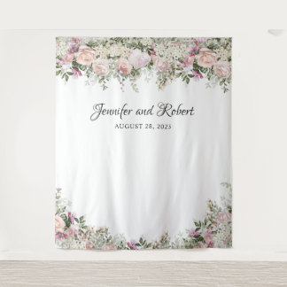 Summer Rose Garden Floral Photo Backdrop Tapestry