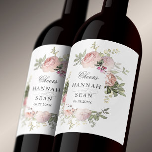 Summer Rose Garden Personalised Wedding Wine Label