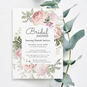 Summer Rose Garden Pink Bridal Shower Invitation
