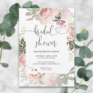 Summer Rose Garden Pink Bridal Shower Invitation