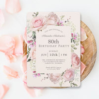 Summer Rose Garden Pink Floral 80th Birthday Party