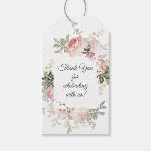 Summer Rose Garden Pink Floral Thank You Gift Tags