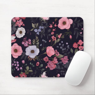 Summer Roses On Black Mouse Mat