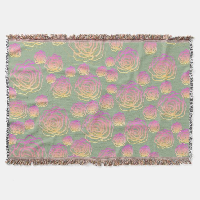 Summer Roses Throw Blanket (Front)