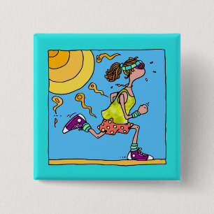 summer runner (woman) 15 cm square badge