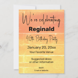 Summer Rustic Casual Yellow Peach Birthday Party Invitation