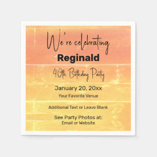 Summer Rustic Casual Yellow Peach Birthday Party Napkin