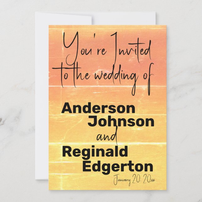Summer Rustic Casual Yellow Peach Wedding Invitation (Front)