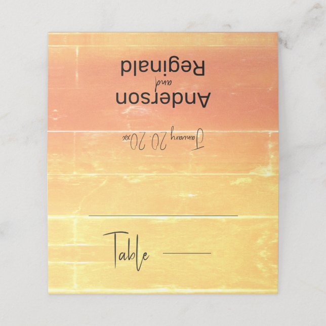 Summer Rustic Casual Yellow Peach Wedding Place Card (Outside Unfolded)