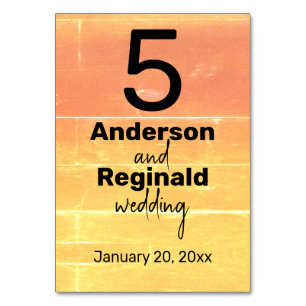 Summer Rustic Casual Yellow Peach Wedding Table Number