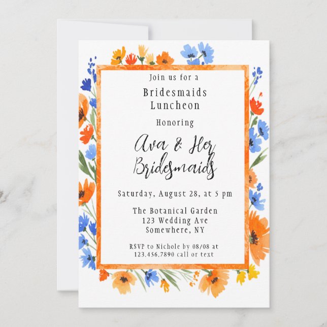 Summer’s Embrace Wildflower Bridesmaids Luncheon Invitation (Front)
