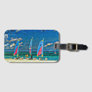 Summer Sailboats Tropical Beach Vacation Luggage Tag