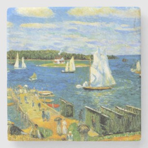 Summer Sailing Boats at Mahone Bay in Canada Stone Coaster