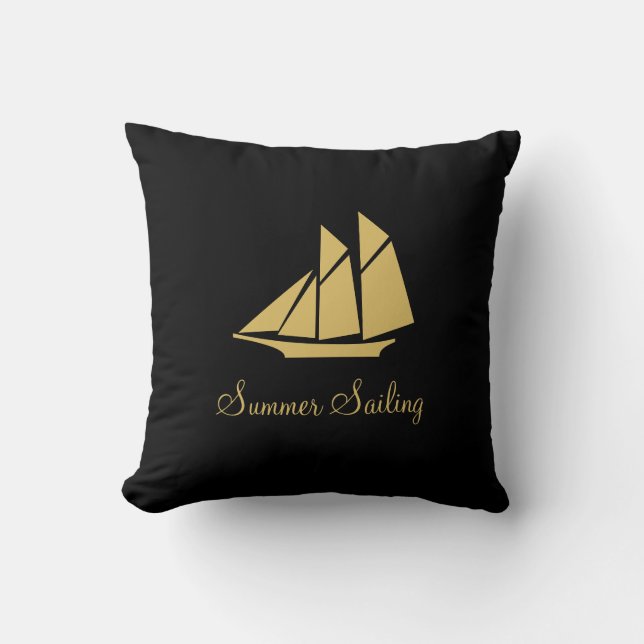 Summer Sailing Golden Yacht Cushion (Front)