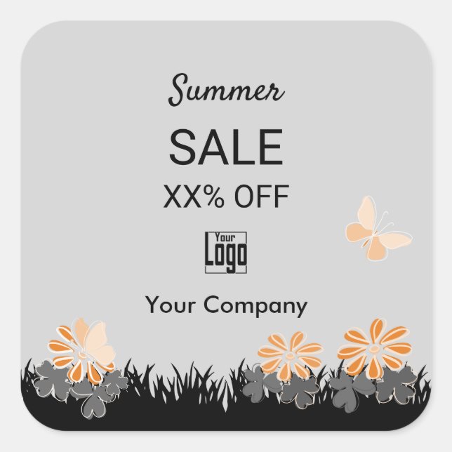 Summer Sale Announcement on Marketing Collateral Square Sticker (Front)