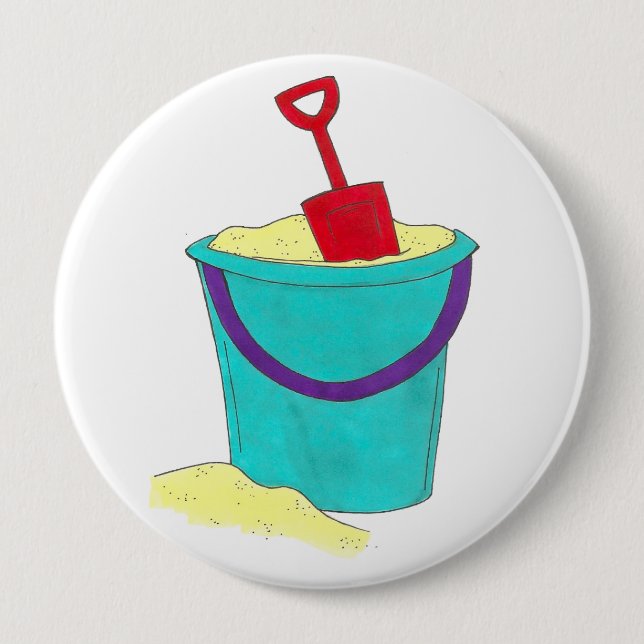 Summer Sand Toys Bucket Shovel Pail Beach Party 10 Cm Round Badge (Front)