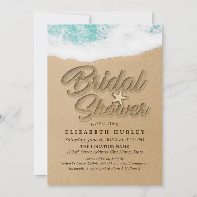 Summer Sandy Beach Wedding Bridal Shower Starfish Invitation (Front)