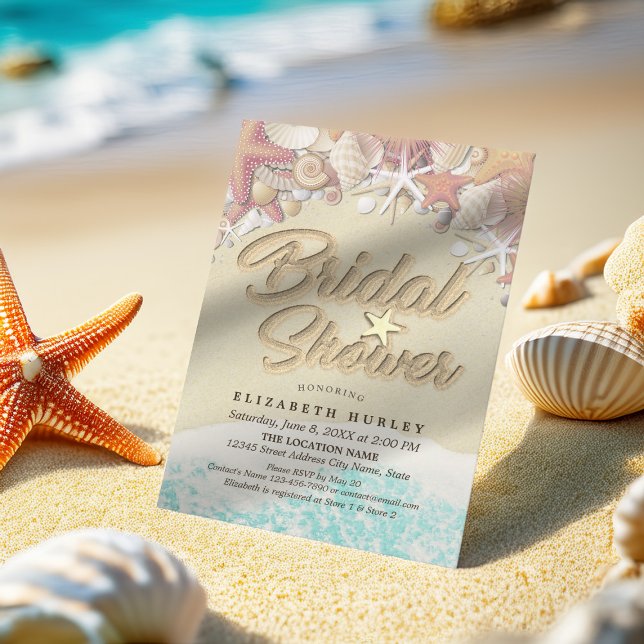 Summer Sandy Beach Wedding Bridal Shower Starfish Invitation (Creator Uploaded)