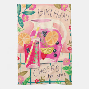 Summer sangria birthday cheers  tea towel
