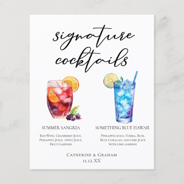 Summer Sangria Blue Beach Signature Cocktails Menu (Front)