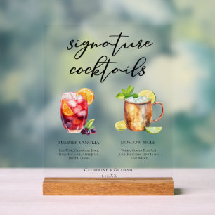 Summer Sangria Moscow Mule Signature Cocktails Acrylic Sign