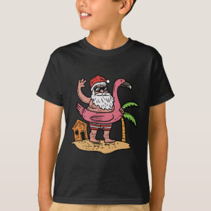 Summer Santa Flamingo Floater Funny Christmas In J T-Shirt