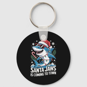 Summer Santa Jaws Vacation Christmas In July Shark Key Ring