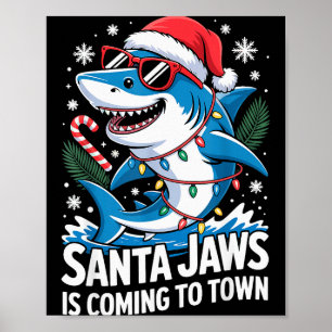 Summer Santa Jaws Vacation Christmas In July Shark Poster