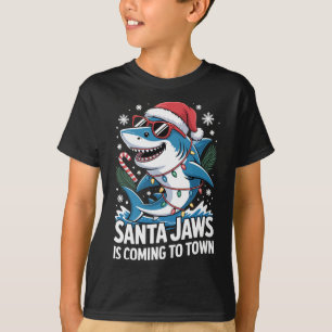 Summer Santa Jaws Vacation Christmas In July Shark T-Shirt