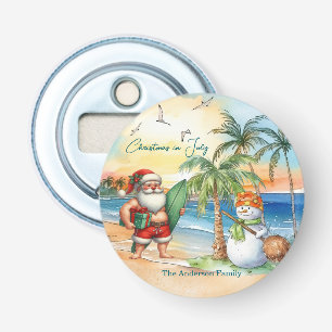 Summer Santa & Snowman Christmas in July  Bottle Opener