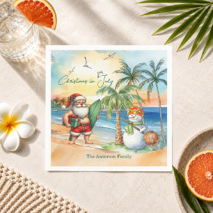 Summer Santa & Snowman Christmas in July  Napkin