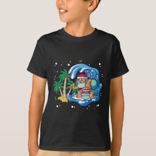 Summer Santa Surfing Beach Waves Christmas In July T-Shirt