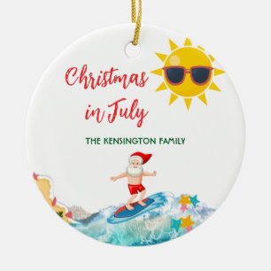 Summer Santa Tropical Beach Christmas In July Ceramic Tree Decoration