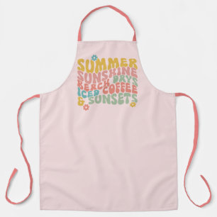 Summer Saying Retro Beach Iced Coffee Sunsets Apron