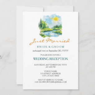 Summer scenery reception eloped invitation