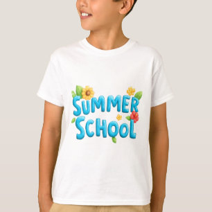 Summer School - Summer School Text with Flowers T-Shirt