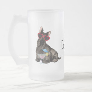 Summer Scottish Terrier Frosted Glass Beer Mug