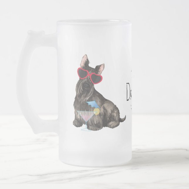 Summer Scottish Terrier Frosted Glass Beer Mug (Left)
