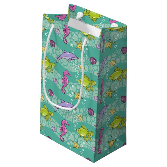 Summer Sea Pattern Small Gift Bag (Back Angled)