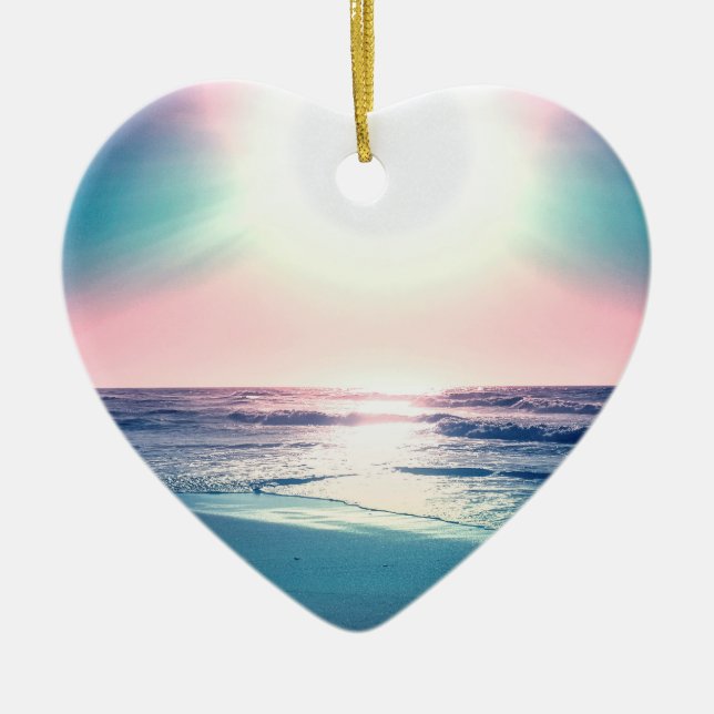 Summer Sea Sunset Tropical Beach Photo Ceramic Tree Decoration (Front)