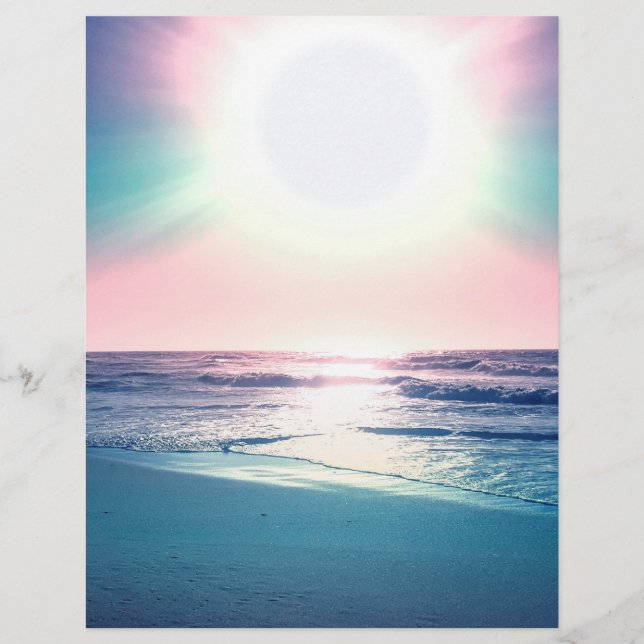 Summer Sea Sunset Tropical Beach Photo Custom Letterhead (Front)