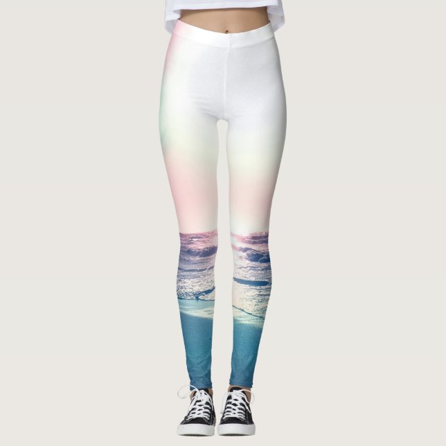 Summer Sea Sunset Tropical Beach Photo Leggings (Front)