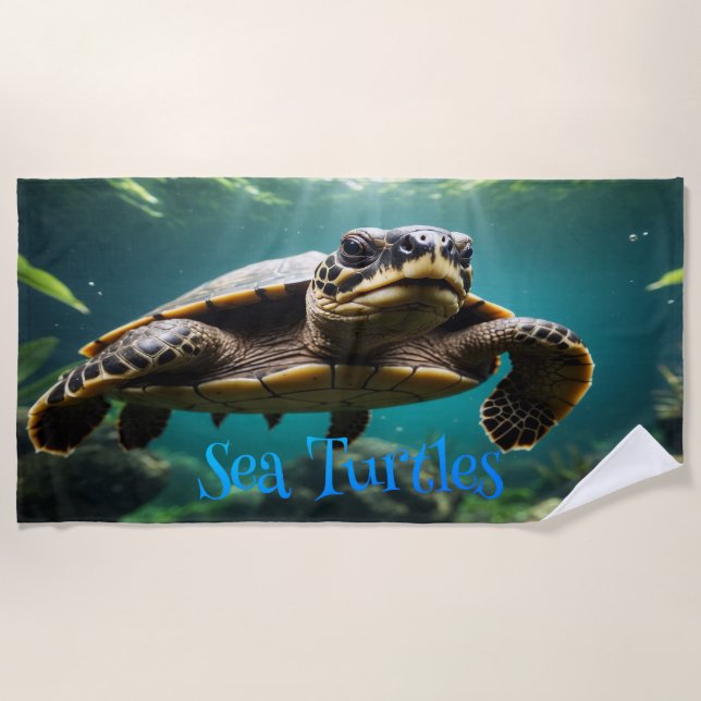 Summer Sea Turtle Beachside Beach Towel (Front)