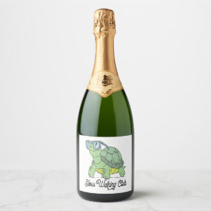 Summer Sea Turtle Floral Boho Flower Sparkling Wine Label