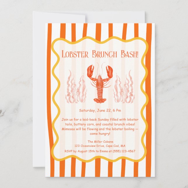 Summer Seafood Bash - Lobster Boil Brunch Invitation (Front)