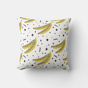 Summer seamless pattern with bananas in pop art st cushion