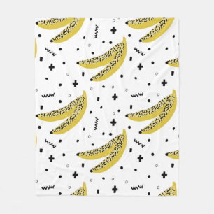 Summer seamless pattern with bananas in pop art st fleece blanket