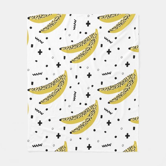 Summer seamless pattern with bananas in pop art st fleece blanket (Front)