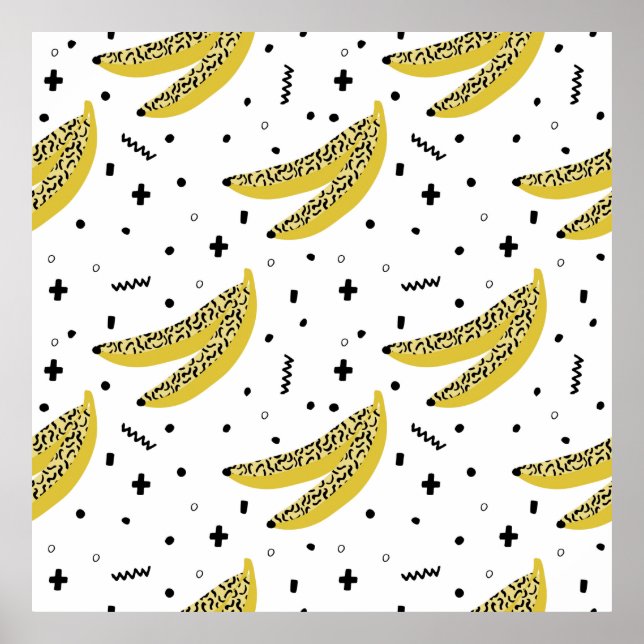 Summer seamless pattern with bananas in pop art st poster (Front)